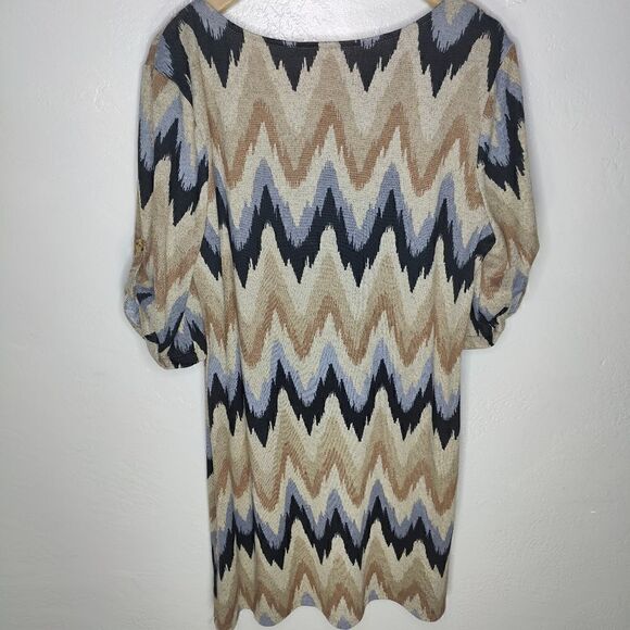 Tacera Sand Print Abstract Shirt Dress - Picture 3 of 9